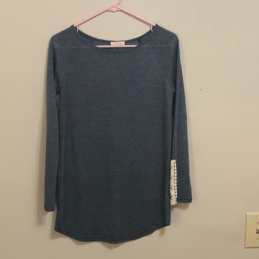 Denim lace blouse
